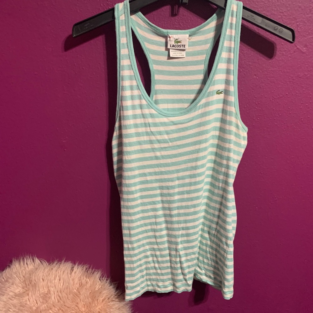 Lacoste Tank Teal and white striped  Size:42